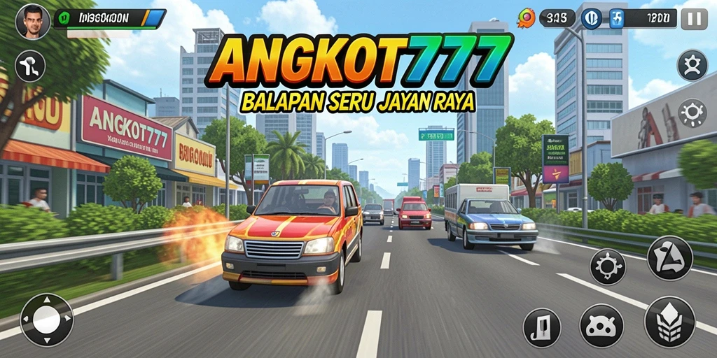 Gameplay seru ANGKOT777 dengan balapan di jalan raya.