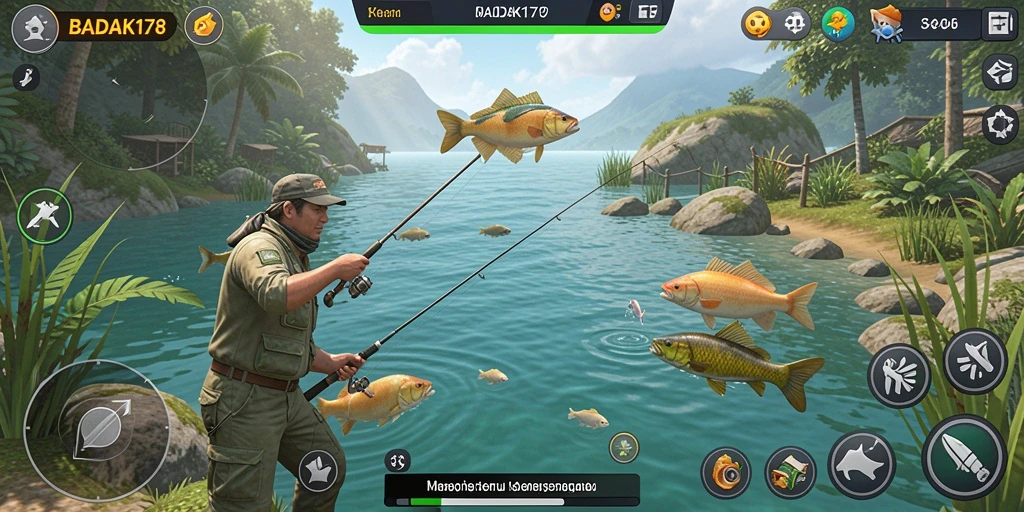 Tampilan gameplay BADAK178 dengan aksi memancing yang seru.