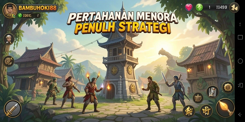 Tampilan gameplay Tower Defense yang penuh aksi dan strategi.