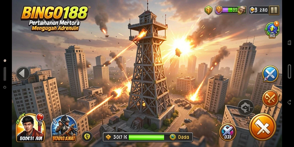 Tampilan screenshot gameplay BINGO188 dalam aksi Tower Defense.