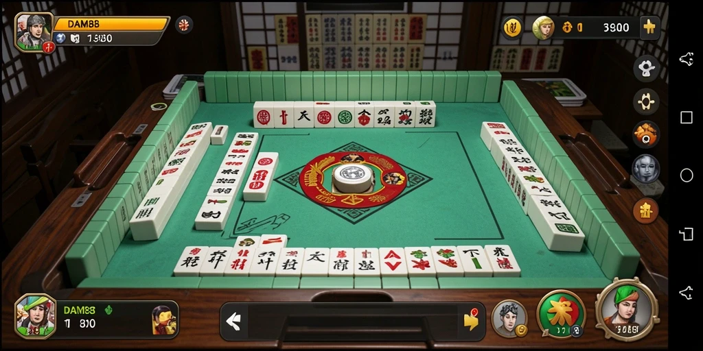 Gameplay seru dari DAM88 menampilkan ubin Mahjong yang penuh warna.