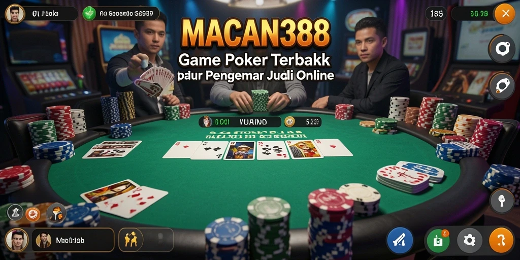 Tampilan gameplay Poker yang mendebarkan di MACAN388.