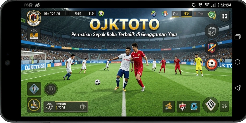 Tangkapan layar utama OJKTOTO dengan aksi sepak bola yang intens.