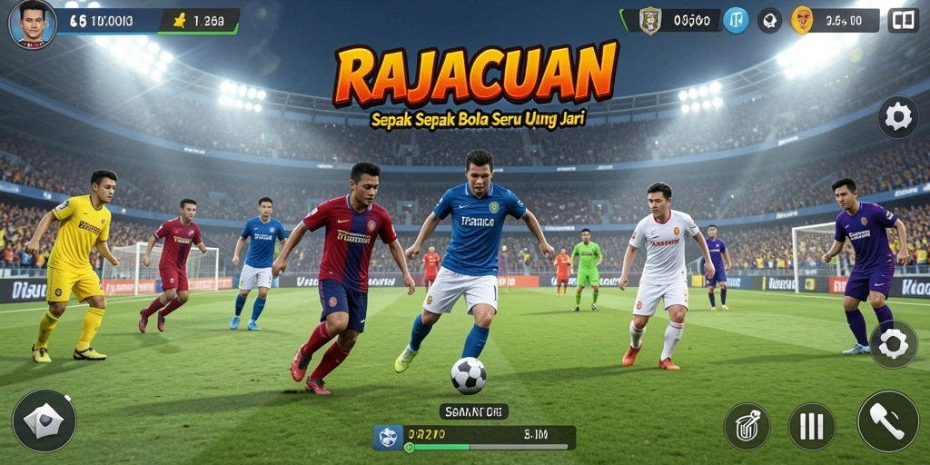 Tampilan aksi mendebarkan dalam permainan sepak bola RAJACUAN.