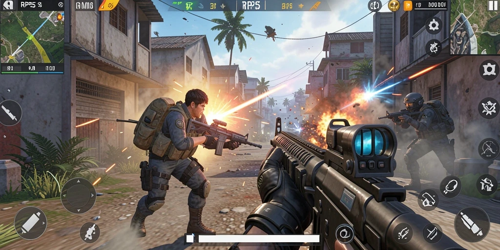 Tampilan rintangan dan aksi seru dalam gameplay RP55.